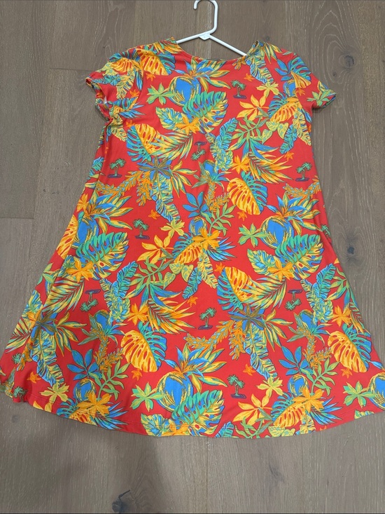 Allison Brittney Dresses & Skirts - Allison Brittney Orange Tropical Leaf A-Line Short Dress